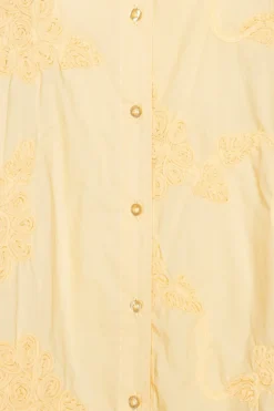 Tops-ROTATE Birger Christensen Flower Oversized Shirt Yellow Italian Straw color