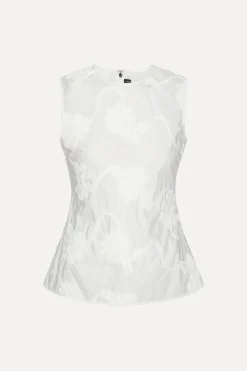 Tops-ROTATE Birger Christensen Flower Sleeveless Top Bright White Bright White color