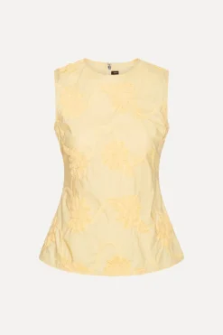 Tops-ROTATE Birger Christensen Flower Sleeveless Top Yellow Italian Straw color