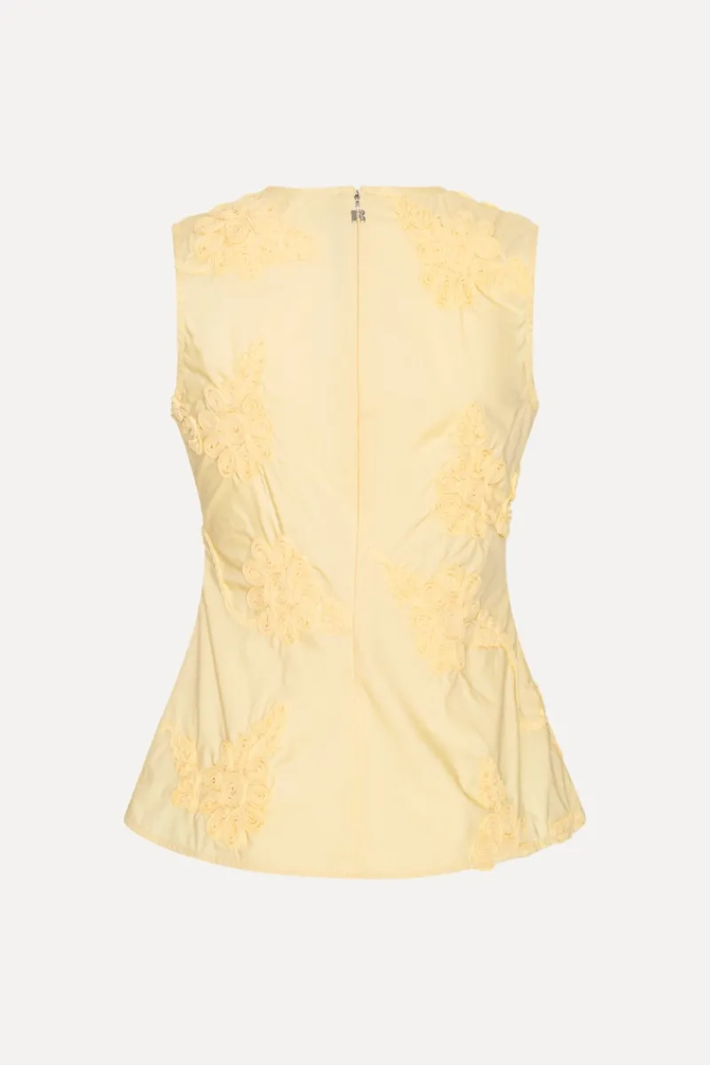 Tops-ROTATE Birger Christensen Flower Sleeveless Top Yellow Italian Straw color