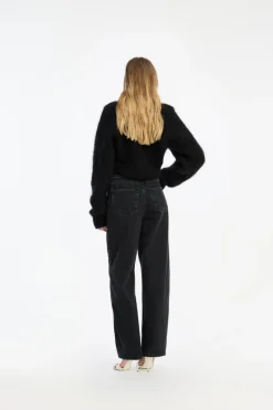 Knitwear|Tops-ROTATE Birger Christensen Fluffy Knit Cardigan Black Black color