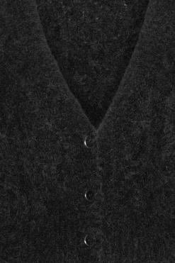 Knitwear|Tops-ROTATE Birger Christensen Fluffy Knit Cardigan Black Black color