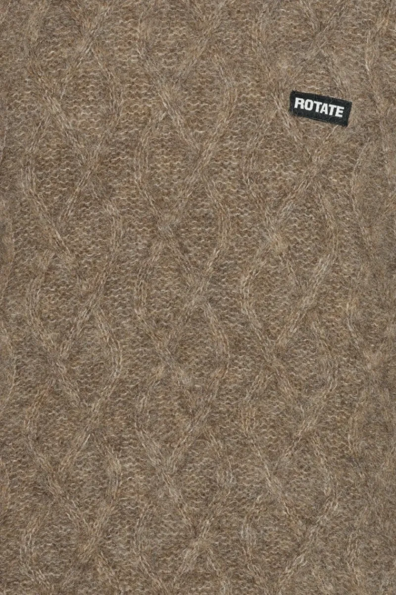 Knitwear|Tops-ROTATE Birger Christensen Fluffy Knit Jumper Brown Pine Bark color