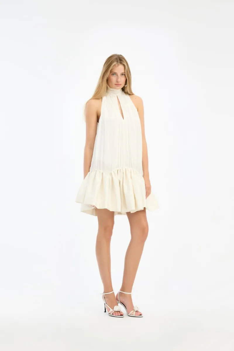 Bridal|Mini Dresses-ROTATE Birger Christensen Gathered Mini Dress White Egret color