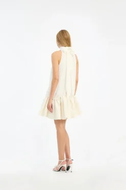 Bridal|Mini Dresses-ROTATE Birger Christensen Gathered Mini Dress White Egret color
