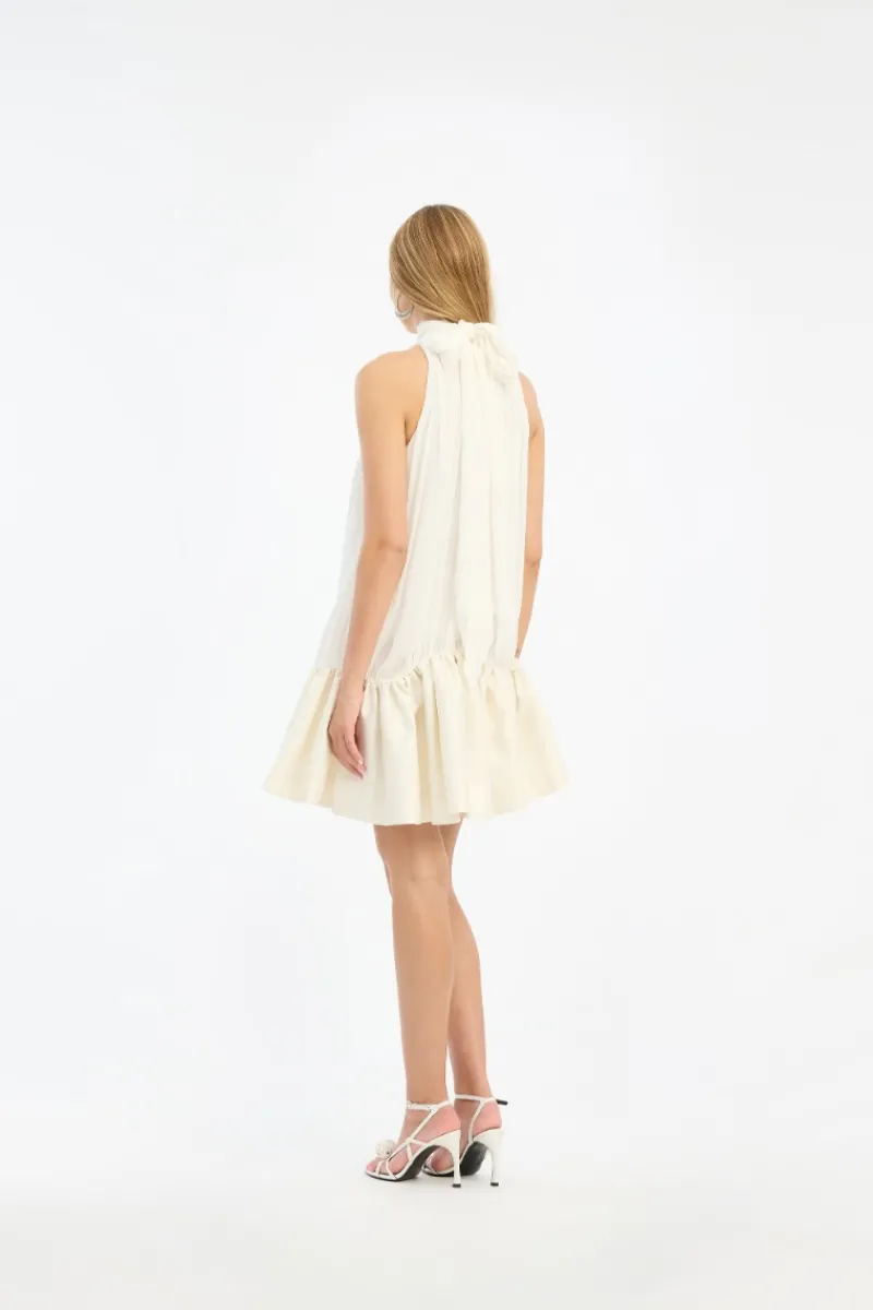 Bridal|Mini Dresses-ROTATE Birger Christensen Gathered Mini Dress White Egret color