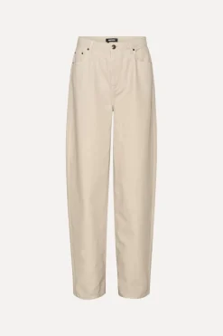 Pants-ROTATE Birger Christensen Heavy Cotton Pants Beige Oatmeal color