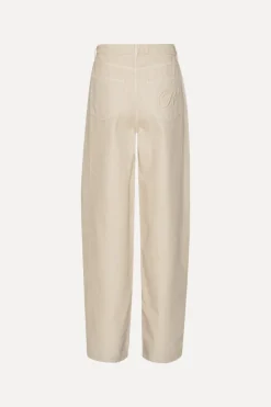 Pants-ROTATE Birger Christensen Heavy Cotton Pants Beige Oatmeal color