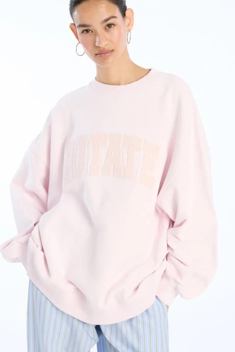 Tops-ROTATE Birger Christensen Heavy Crewneck Sweat Light Pink Orchid Ice color