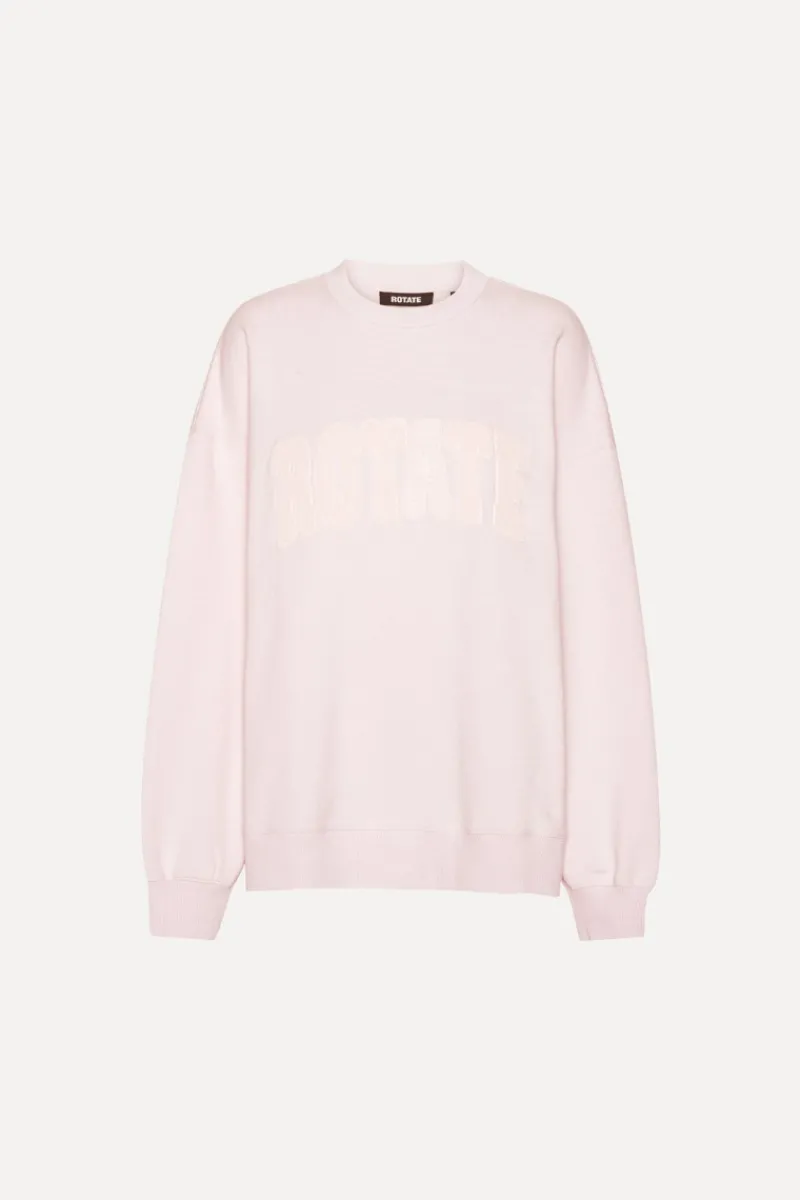 Tops-ROTATE Birger Christensen Heavy Crewneck Sweat Light Pink Orchid Ice color