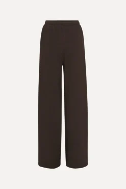 Pants-ROTATE Birger Christensen Heavy Straight Sweatpants Dark Brown Molé color