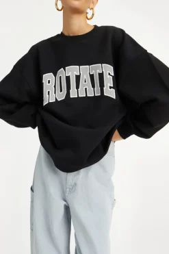 Tops-ROTATE Birger Christensen Heavy Sweat Crewneck Black Black color