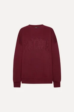 Tops-ROTATE Birger Christensen Heavy Sweat Crewneck Bordeaux Zinfandelcolor