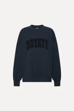 Tops-ROTATE Birger Christensen Heavy Sweat Crewneck Dark Blue Sky Captain (Dark Blue) color