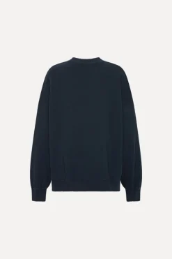 Tops-ROTATE Birger Christensen Heavy Sweat Crewneck Dark Blue Sky Captain (Dark Blue) color