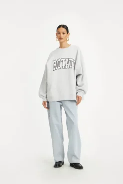 Tops-ROTATE Birger Christensen Heavy Sweat Crewneck Light Grey Light Grey Melange color