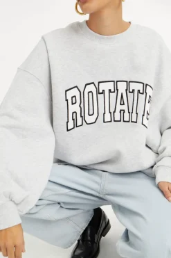 Tops-ROTATE Birger Christensen Heavy Sweat Crewneck Light Grey Light Grey Melange color