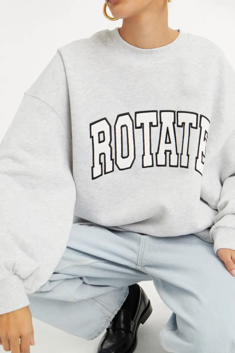 Tops-ROTATE Birger Christensen Heavy Sweat Crewneck Light Grey Light Grey Melange color
