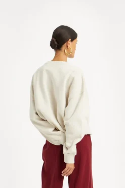 Tops-ROTATE Birger Christensen Heavy Sweat Crewneck White Melange White Melange color