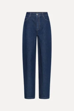Pants-ROTATE Birger Christensen Heavy Woven Wide Pants Dark Blue SKY CAPTAIN color