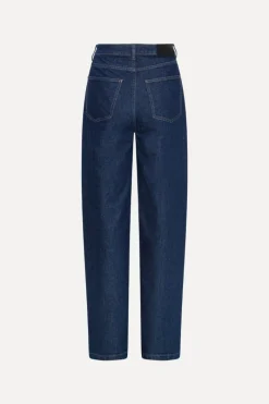 Pants-ROTATE Birger Christensen Heavy Woven Wide Pants Dark Blue SKY CAPTAIN color