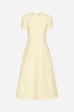Midi Dresses|Dresses-ROTATE Birger Christensen Jacquard Flared Dress Yellow Winter White color