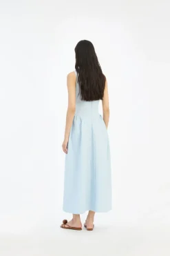 Midi Dresses|Dresses-ROTATE Birger Christensen Jacquard Midi Dress Light Blue Plein Air color