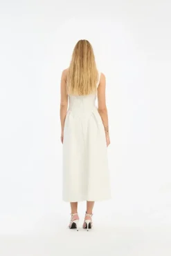 Bridal|Midi Dresses-ROTATE Birger Christensen Jacquard Midi Dress White Egret color