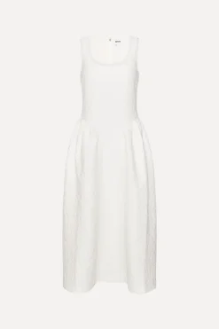 Bridal|Midi Dresses-ROTATE Birger Christensen Jacquard Midi Dress White Egret color