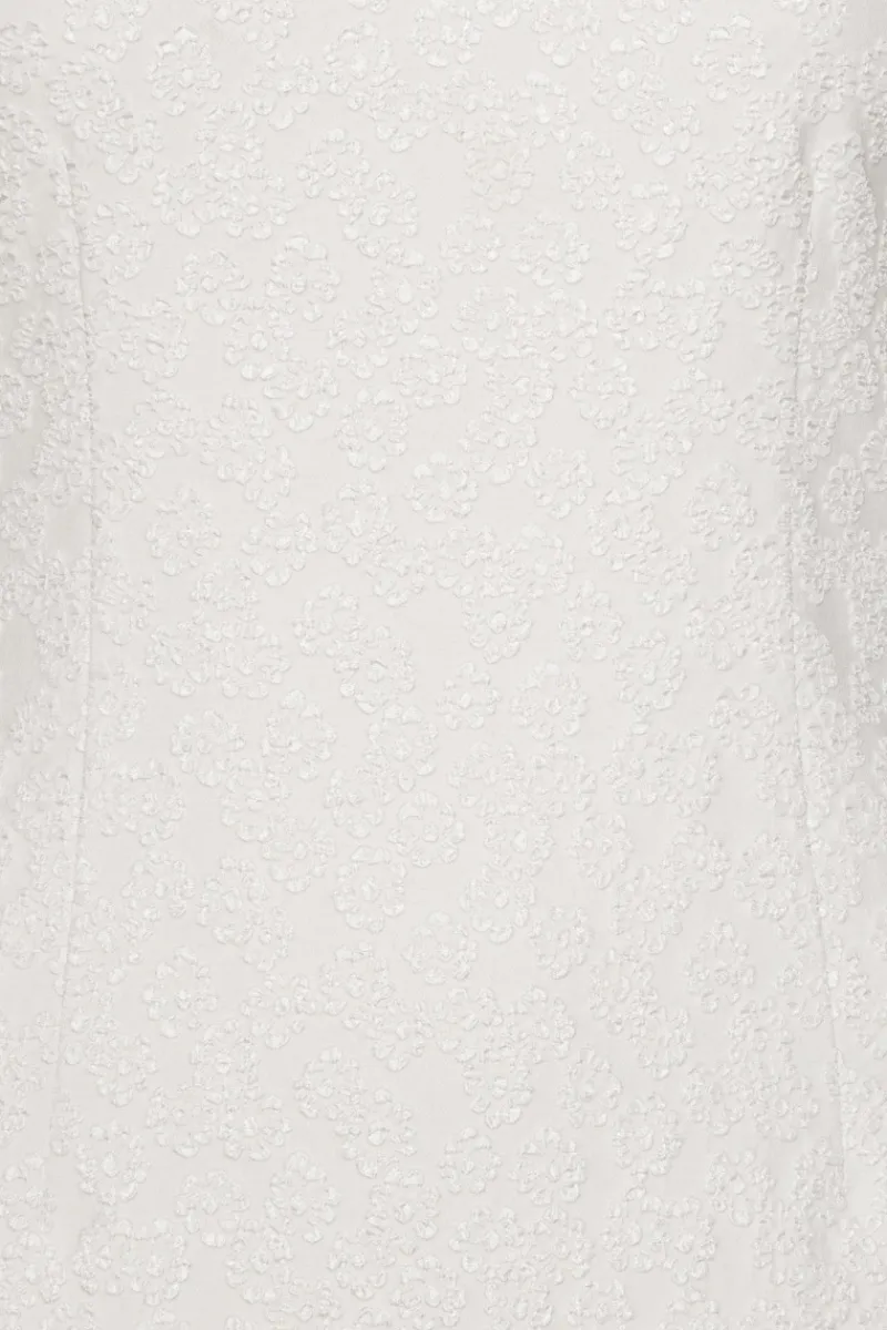 Bridal|Midi Dresses-ROTATE Birger Christensen Jacquard Midi Puffy Dress Egret White Egret color