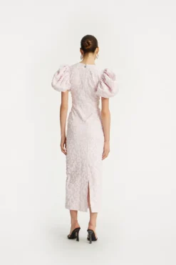 Midi Dresses|Dresses-ROTATE Birger Christensen Jacquard Midi Puffy Dress Light Pink Ballerina color
