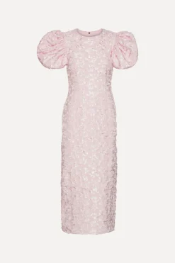 Midi Dresses|Dresses-ROTATE Birger Christensen Jacquard Midi Puffy Dress Light Pink Ballerina color