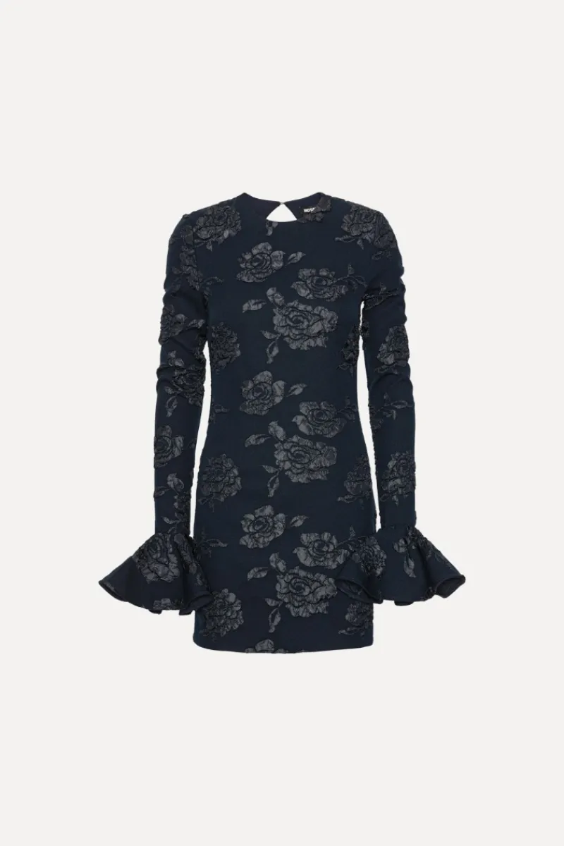 Mini Dresses|Dresses-ROTATE Birger Christensen Jacquard Mini Dress Dark Blue Sky Captain (Dark Blue) color