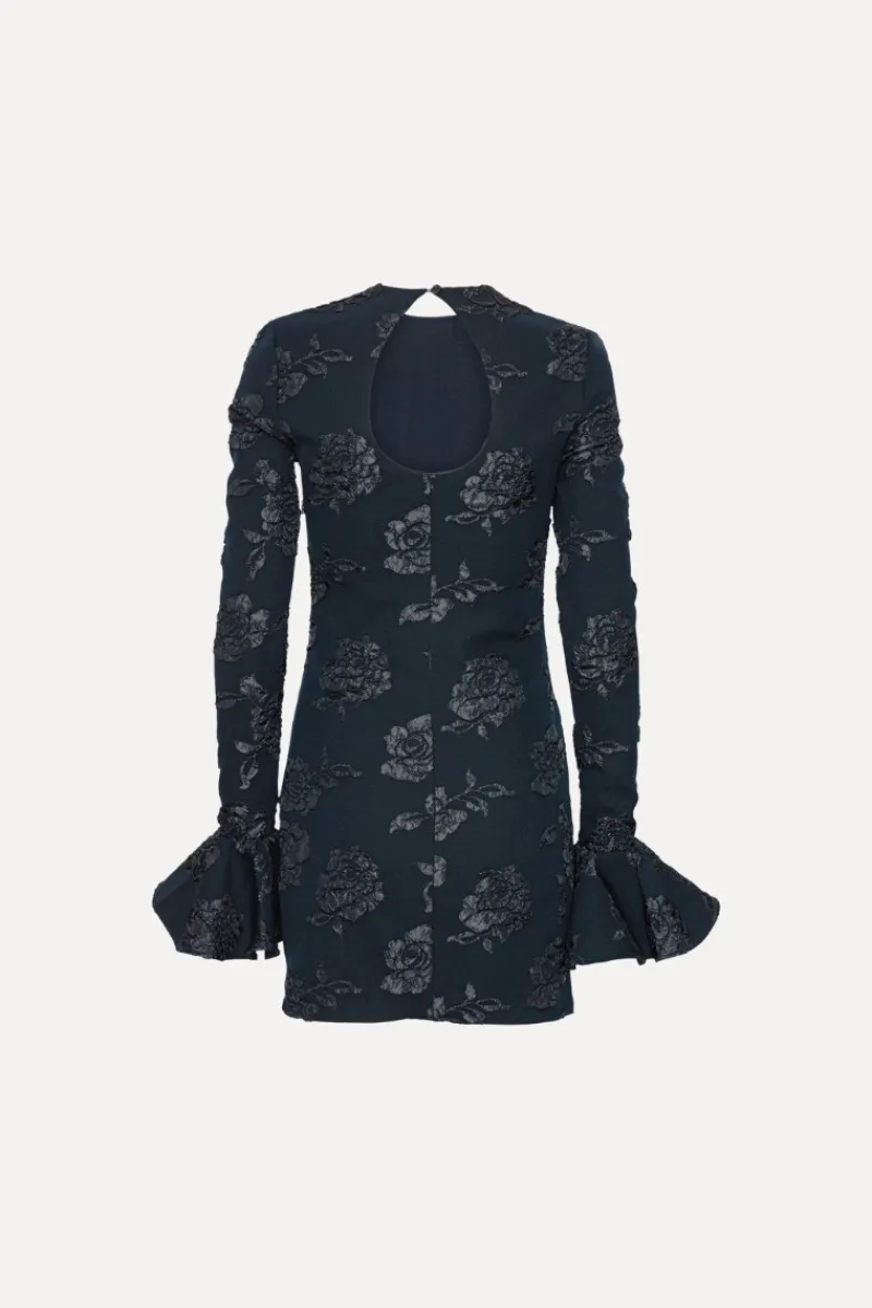 Mini Dresses|Dresses-ROTATE Birger Christensen Jacquard Mini Dress Dark Blue Sky Captain (Dark Blue) color