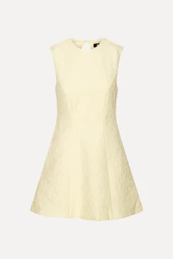 Mini Dresses|Dresses-ROTATE Birger Christensen Jacquard Mini Dress Yellow Winter White color