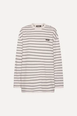 Tops-ROTATE Birger Christensen Jersey Ls T-shirt Light Pink Orchid Ice Comb. color