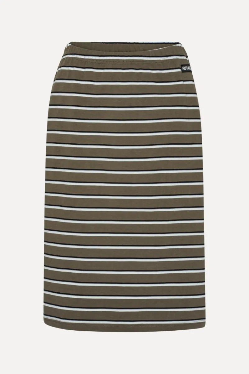 Skirts-ROTATE Birger Christensen Jersey Midi Skirt Army Green Tarmac color