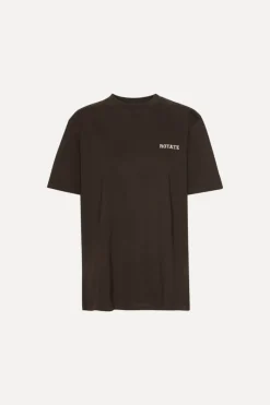 Tops-ROTATE Birger Christensen Jersey Oversized T-shirt Dark Brown Molé color