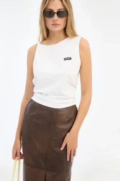 Tops-ROTATE Birger Christensen Jersey Tank Top Bright White Bright White color