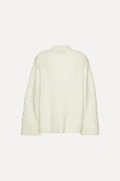Knitwear-ROTATE Birger Christensen Knit Cable Crewneck White Egret color