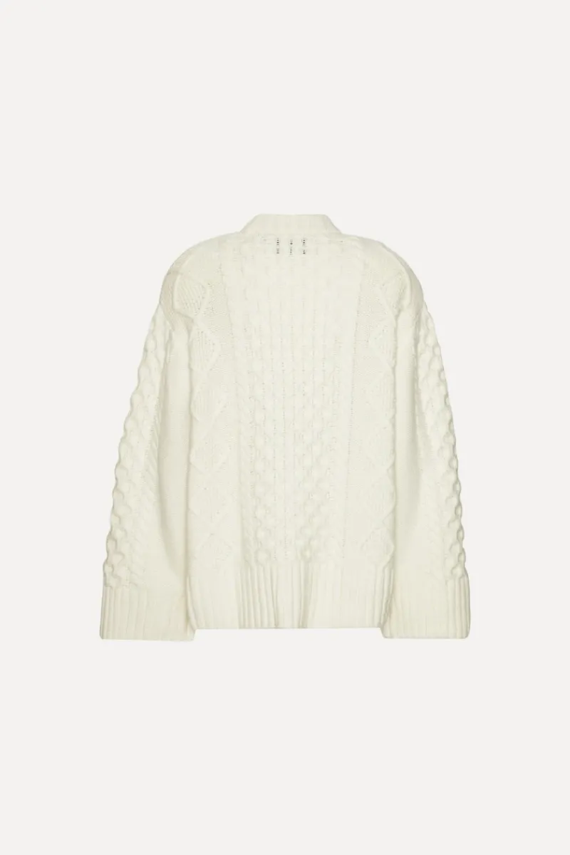Knitwear-ROTATE Birger Christensen Knit Cable Crewneck White Egret color