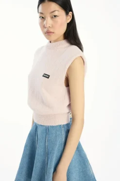 Knitwear|Tops-ROTATE Birger Christensen Knit Cropped Vest Light Pink Ballerina color