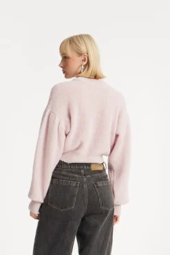 Knitwear|Tops-ROTATE Birger Christensen Knit Puff Crewneck Pink Ballerina color