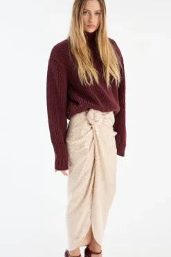 Knitwear|Tops-ROTATE Birger Christensen Knit Turtleneck Jumper Burgundy Zinfandelcolor