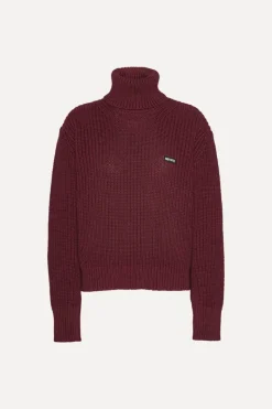 Knitwear|Tops-ROTATE Birger Christensen Knit Turtleneck Jumper Burgundy Zinfandelcolor