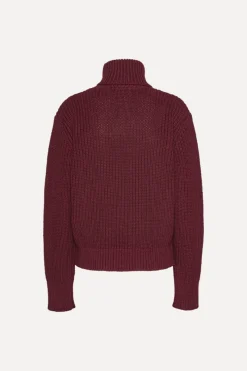 Knitwear|Tops-ROTATE Birger Christensen Knit Turtleneck Jumper Burgundy Zinfandelcolor