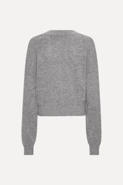 Tops|Knitwear-ROTATE Birger Christensen Knit V-neck Sweater Grey Frost Grey color