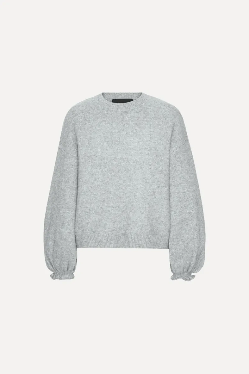 Knitwear|Tops-ROTATE Birger Christensen Knit Wide Sleeve Jumper Light Grey Alloy (Light Gray) color