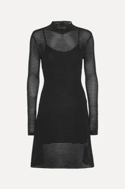 Mini Dresses|Dresses-ROTATE Birger Christensen Knitted Flared Mini Dress Black Black color