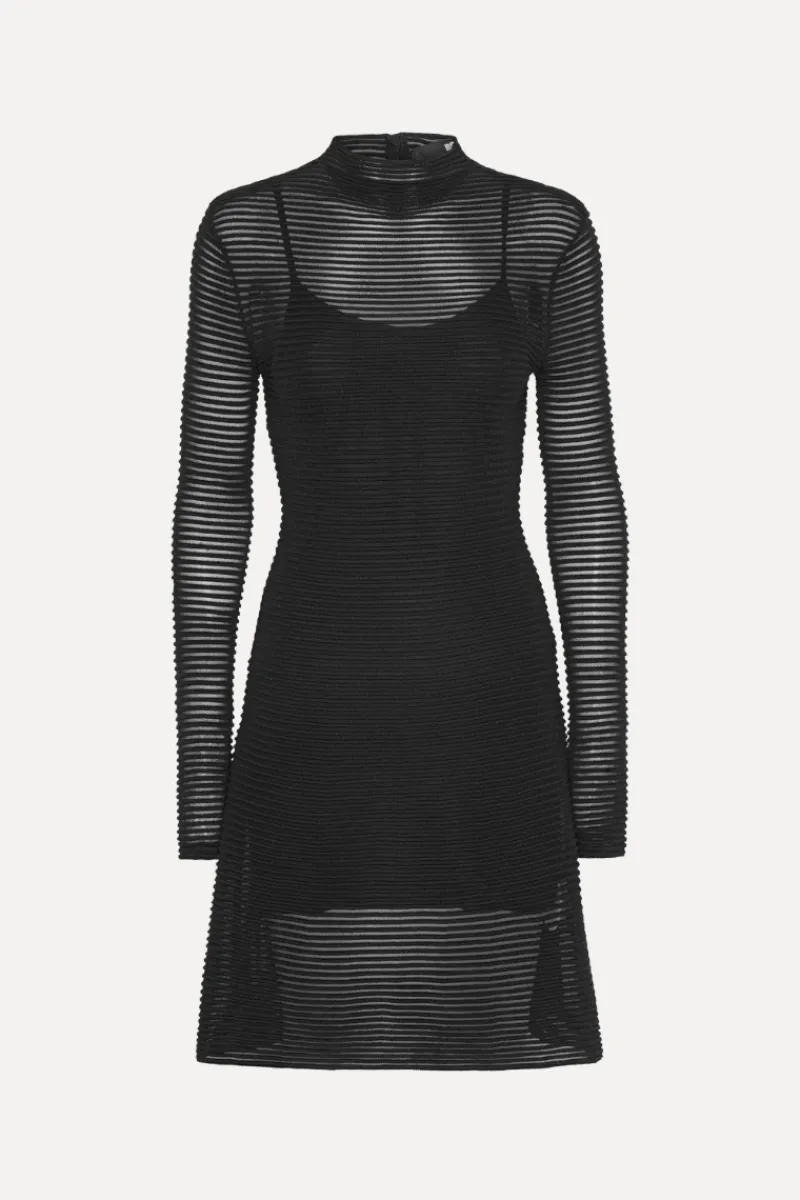 Mini Dresses|Dresses-ROTATE Birger Christensen Knitted Flared Mini Dress Black Black color